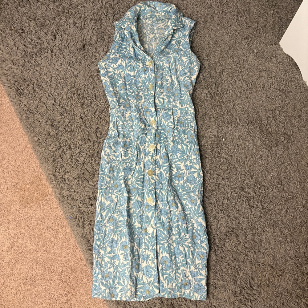 Vintage Floral Buttoned Midi Sundress